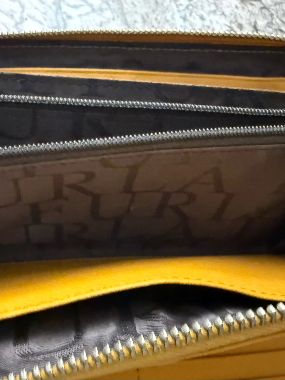 Furla Mustard Yellow Leather long Zip Wallet